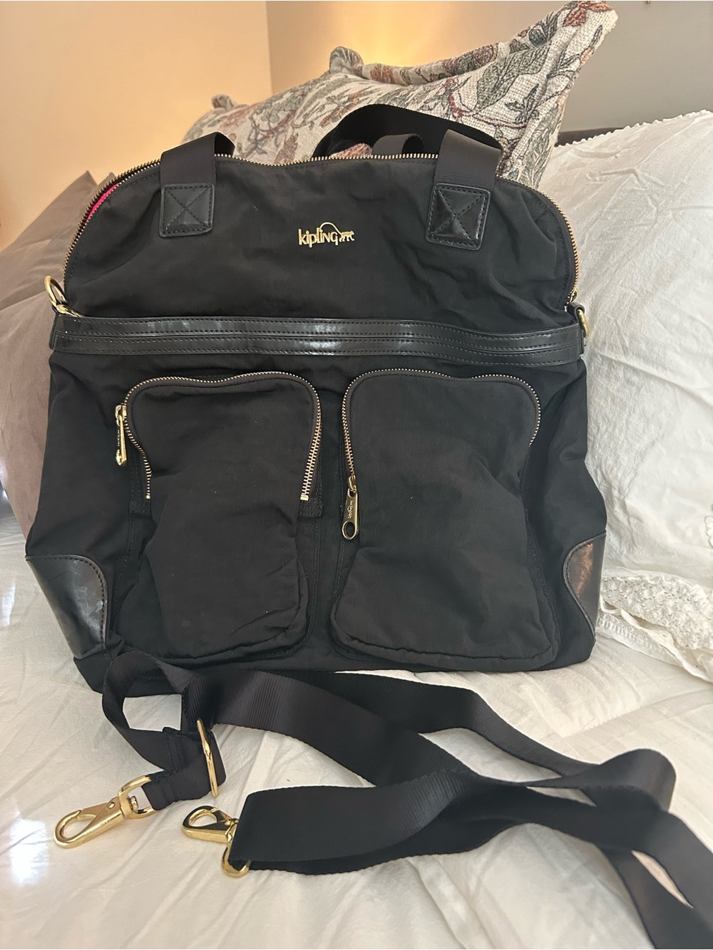 Kipling Black nylon laptop tote